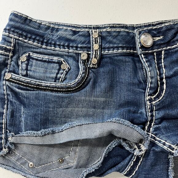 LA Idol USA Womens Booty Cut Blue Shorts with Rhinestones Size M - Picture 2 of 5